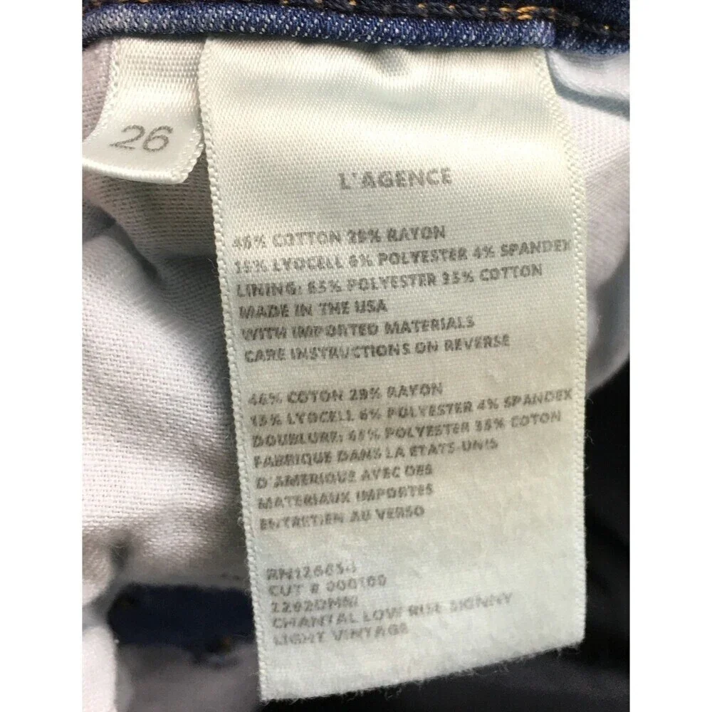 L'Agence Jeans Women's Size 26 Light Vintage Blue Chantal Skinny